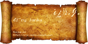 Őry Janka névjegykártya